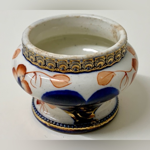 19th Century Antique Gaudy Welsh Unrecorded Pattern Metal Banded Salt Vessel - Picture 10 of 16